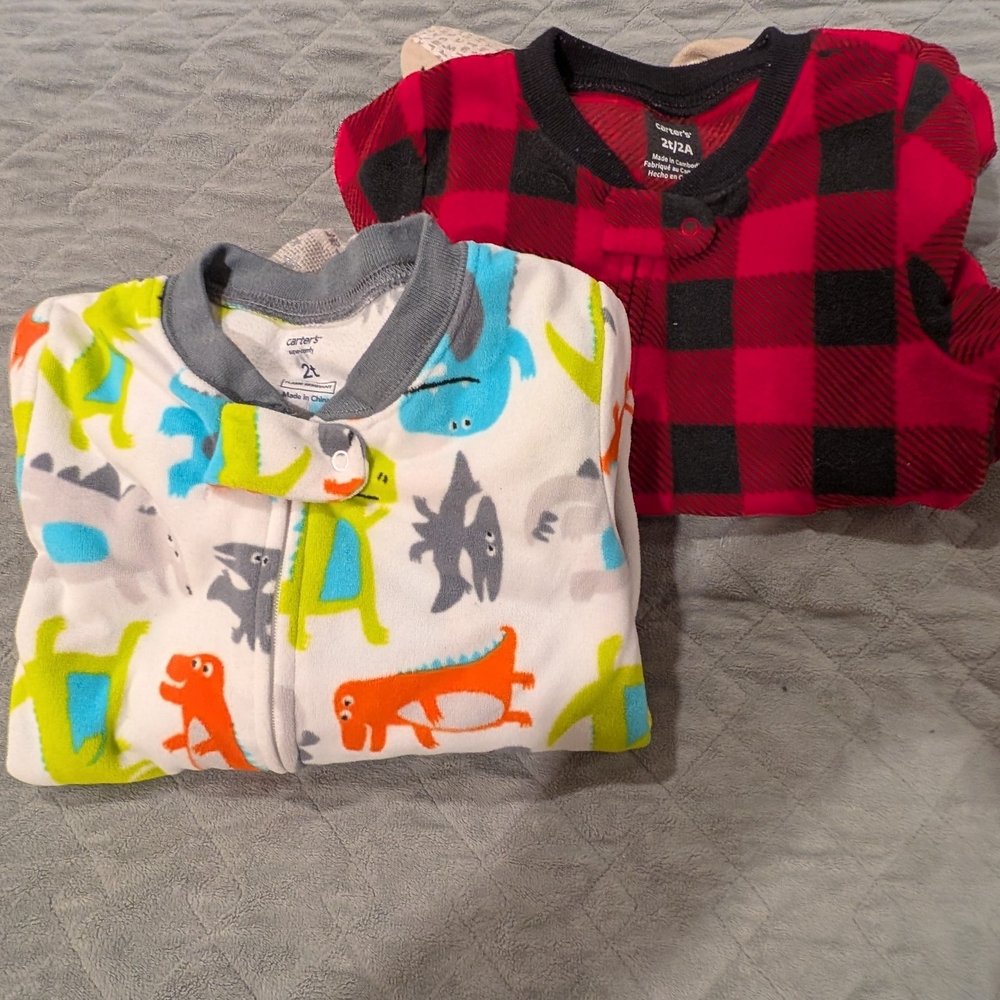 Carter's 2T Baby Pajama Set - Dinosaur and Plaid